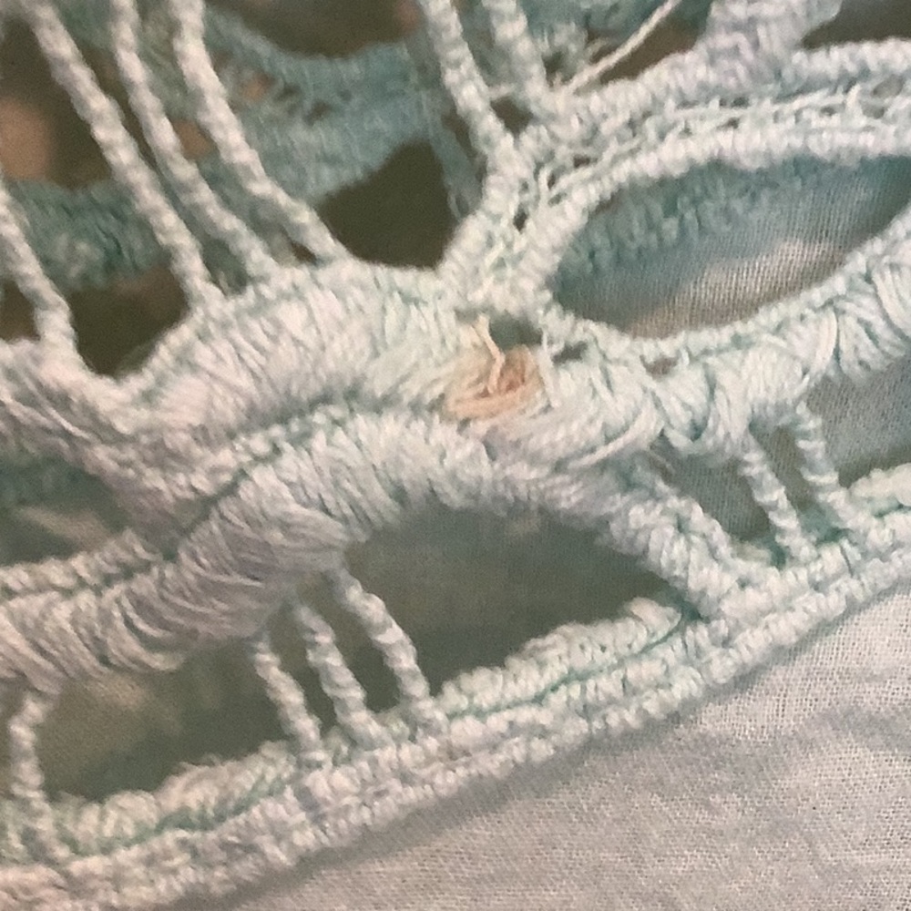 Boho Crochet Fringe Women's Top - Mint - Picture 3 of 6